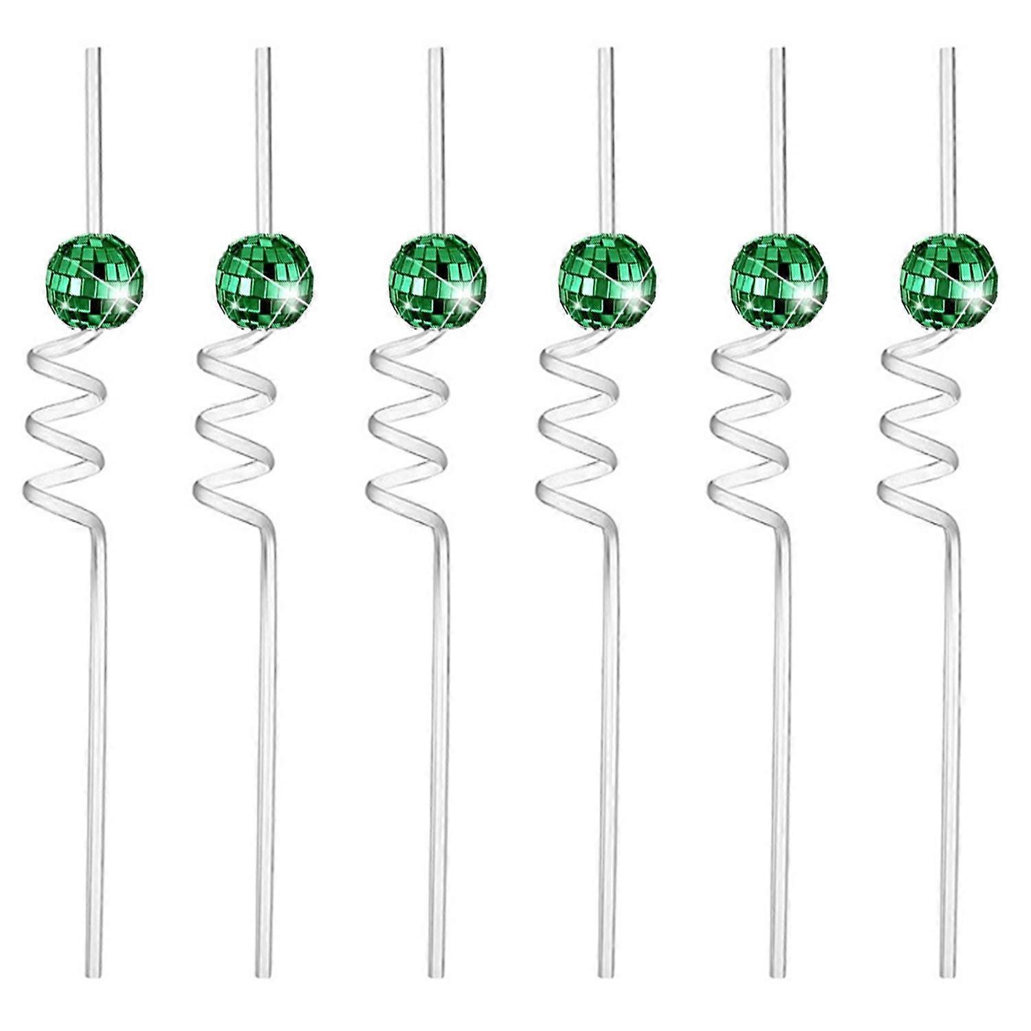 6Pcs/Set Disco Straws Disco Ball Distinctive Reflective Mirror Spiral Shape Disco Party Decorations
