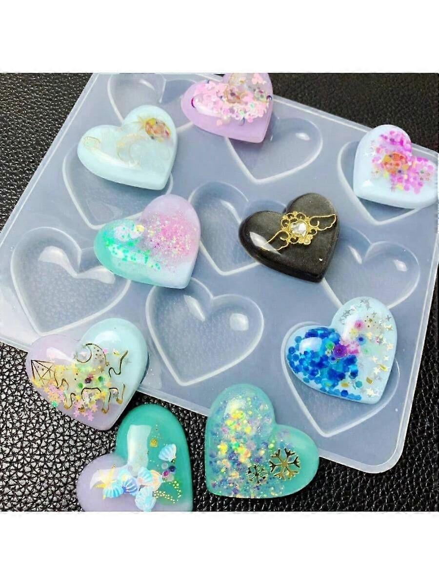 9 חלל לב בצורת קריסטל אפוקסי שרף עובש, סיליקון מראה גימור DIY תכשיטים עובש תליון