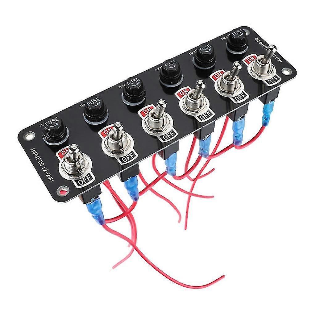 6 Gang Rockers Switch Panel 12-24v On-off Toggle Switch Panel With 10a Fuses