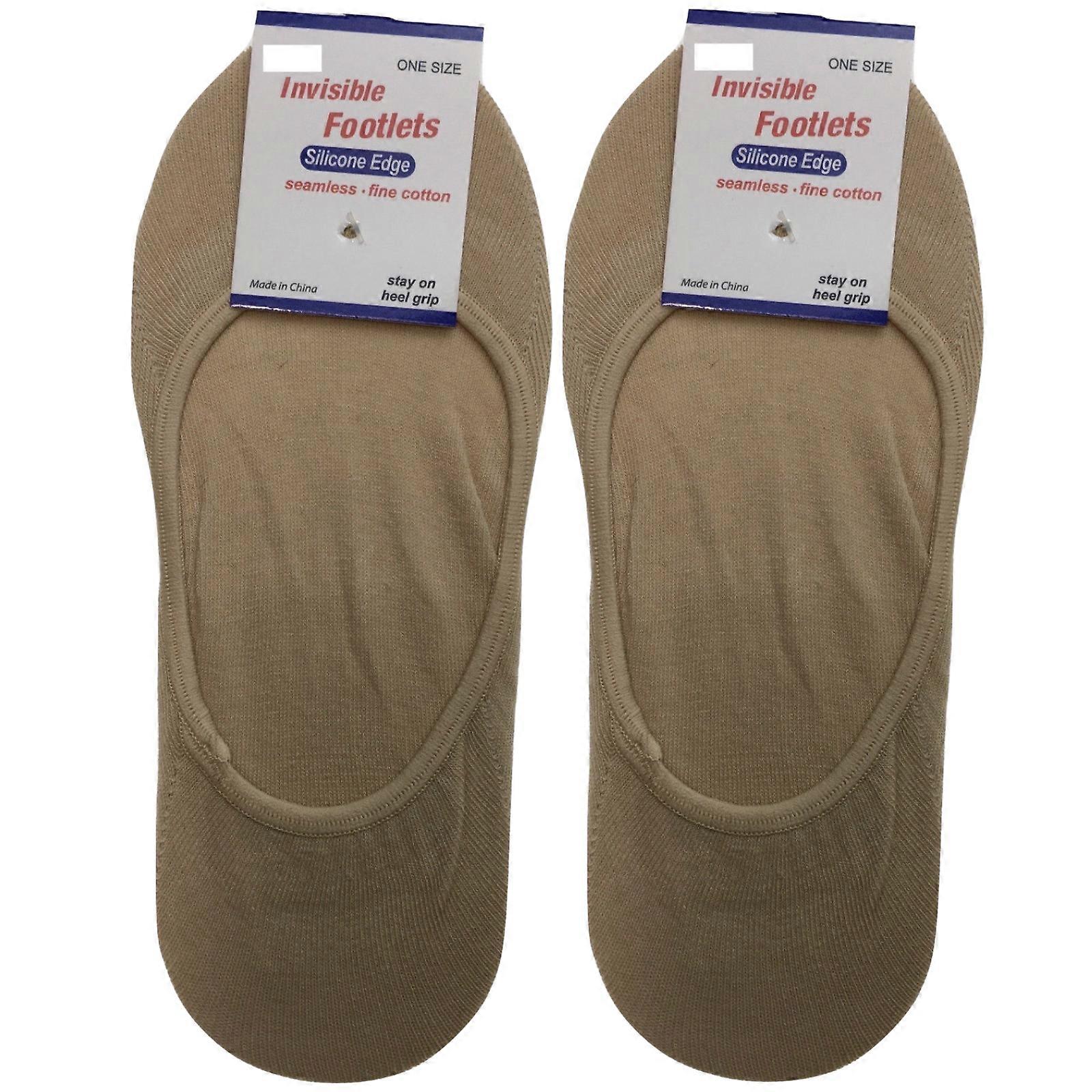 2x NO SHOW COTTON SOCKS Non Slip Heel Grip Low Cut Invisible Footlet Seamless