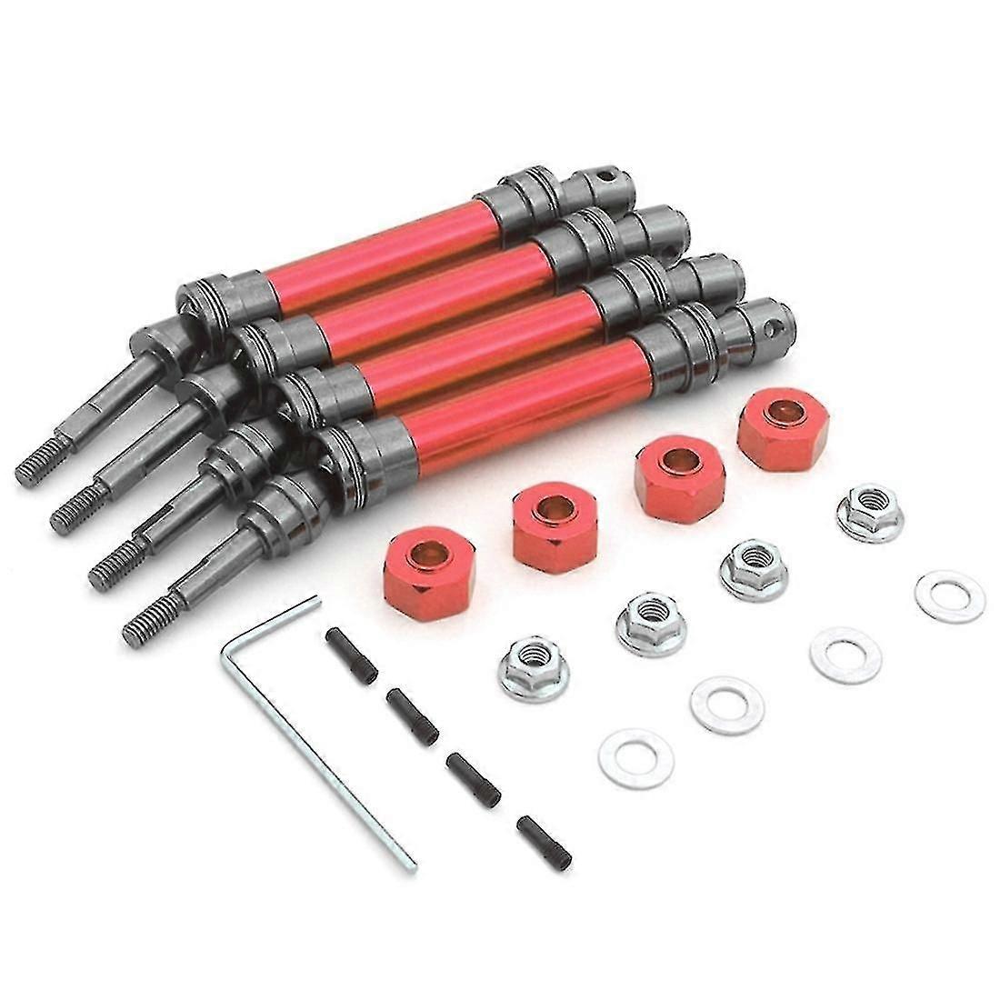 4pcs Metal And Drive Shaft Cvd For 1/10 Slash Stampede Hoss Vxl Rc Car S,red