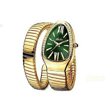 Missfox Damenuhren Schlangenform Armbanduhr für Frauen Stahl Quarz Damenuhr Uhr Relogio Feminino B-1221-GGr