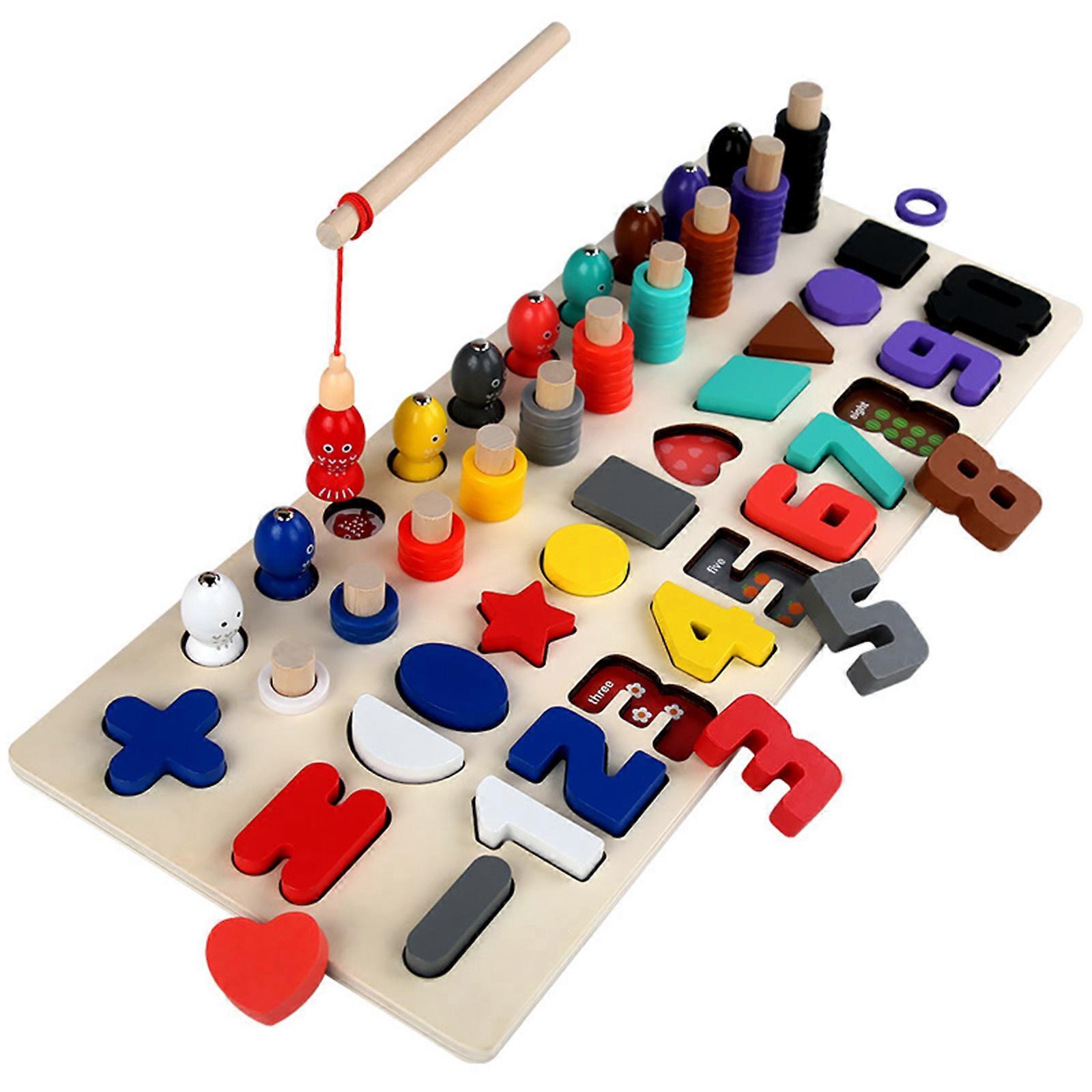 Early Education Toy Table Multifunctional Brain Game Magnetic Fishing Toy Shape Color Learning Hand-eye Coordination SET