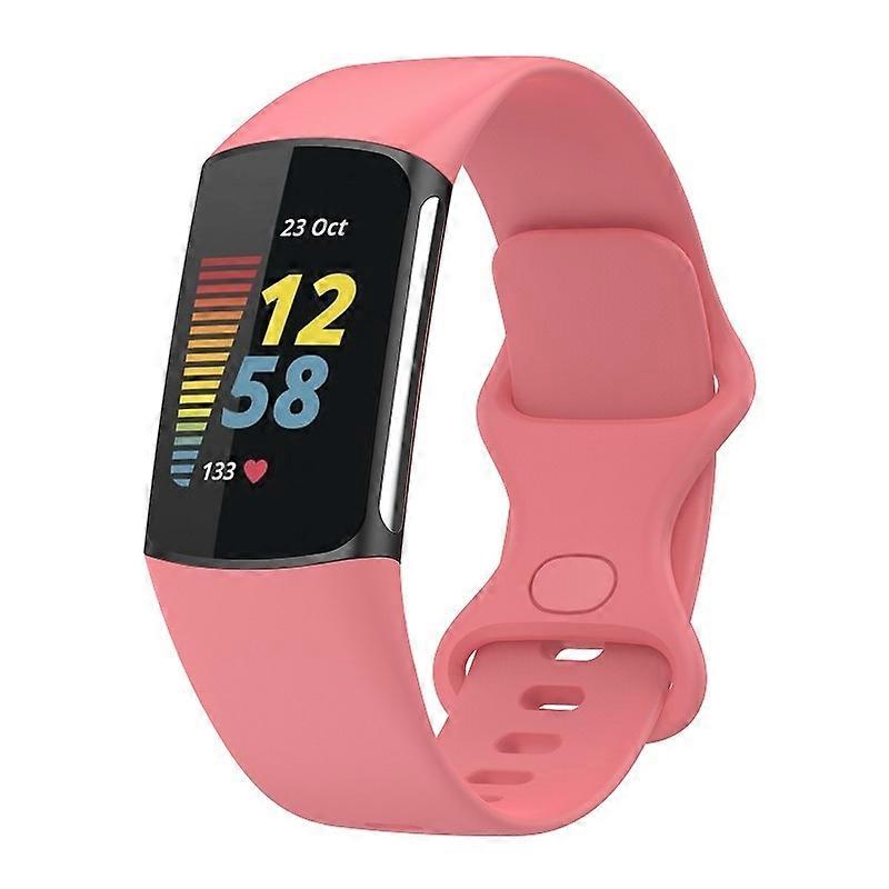 For Fitbit Charge 6 Solid Color Butterfly Buckle Silicone Watch Band