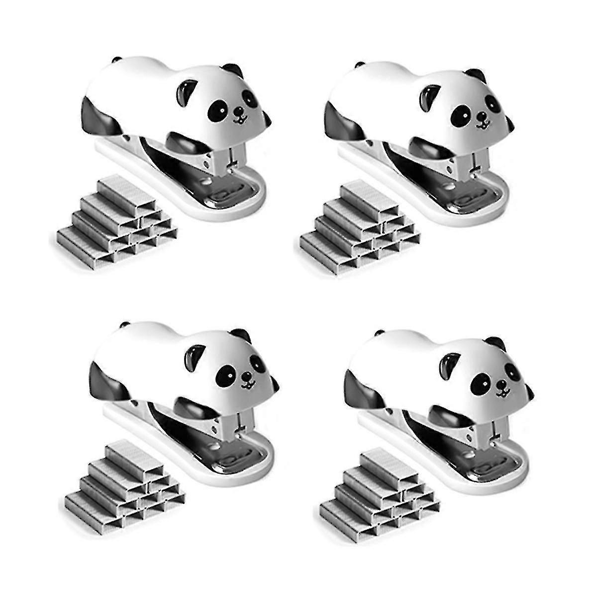 4 Pcs Panda Desktop Stapler, Stapler For 12 Sheet Capacity, Stapler With 4000pcs No.10 Staple & Built-in Staple Remover