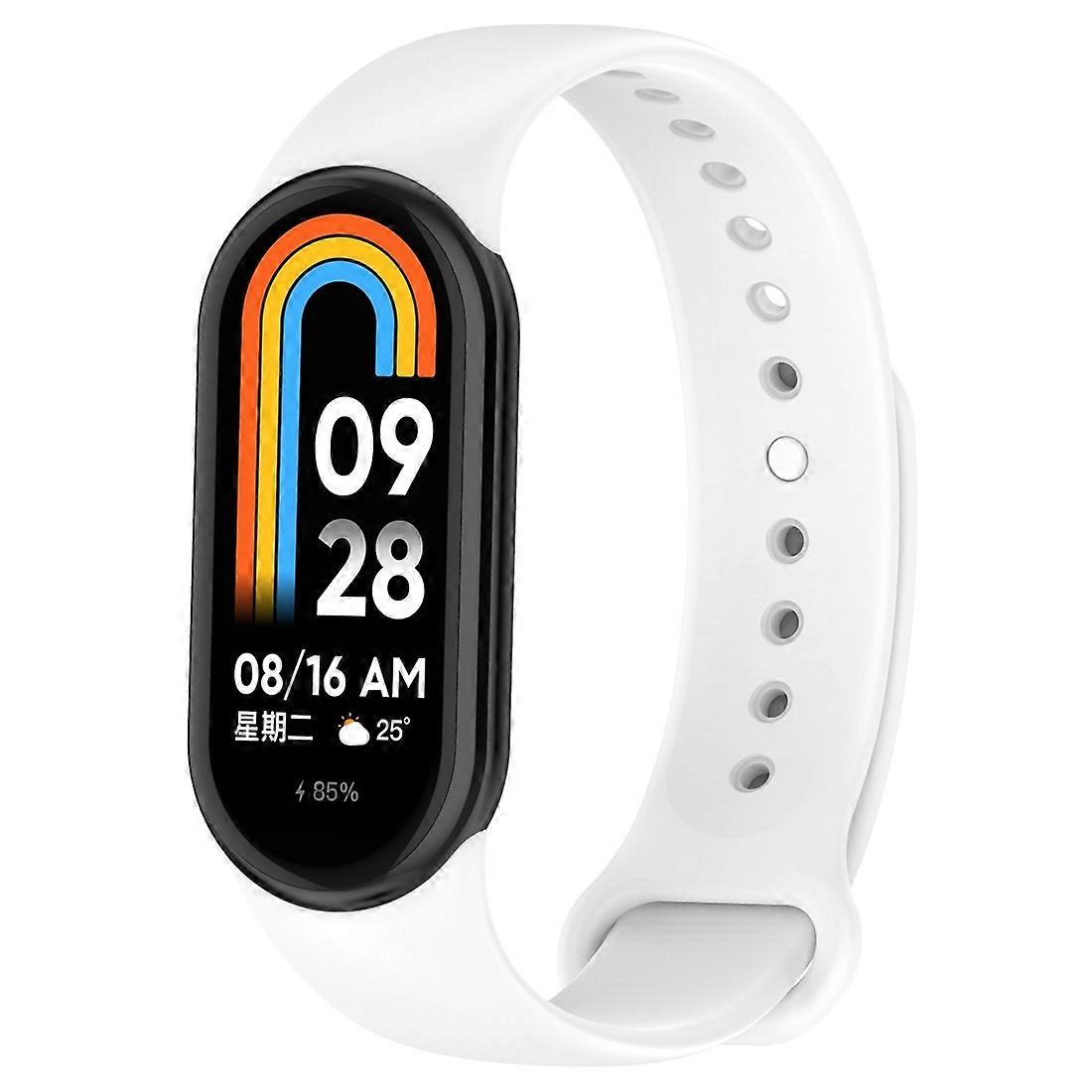 For Xiaomi Mi Band 8 Solid Color Silicone Plug Replacement Watch Band