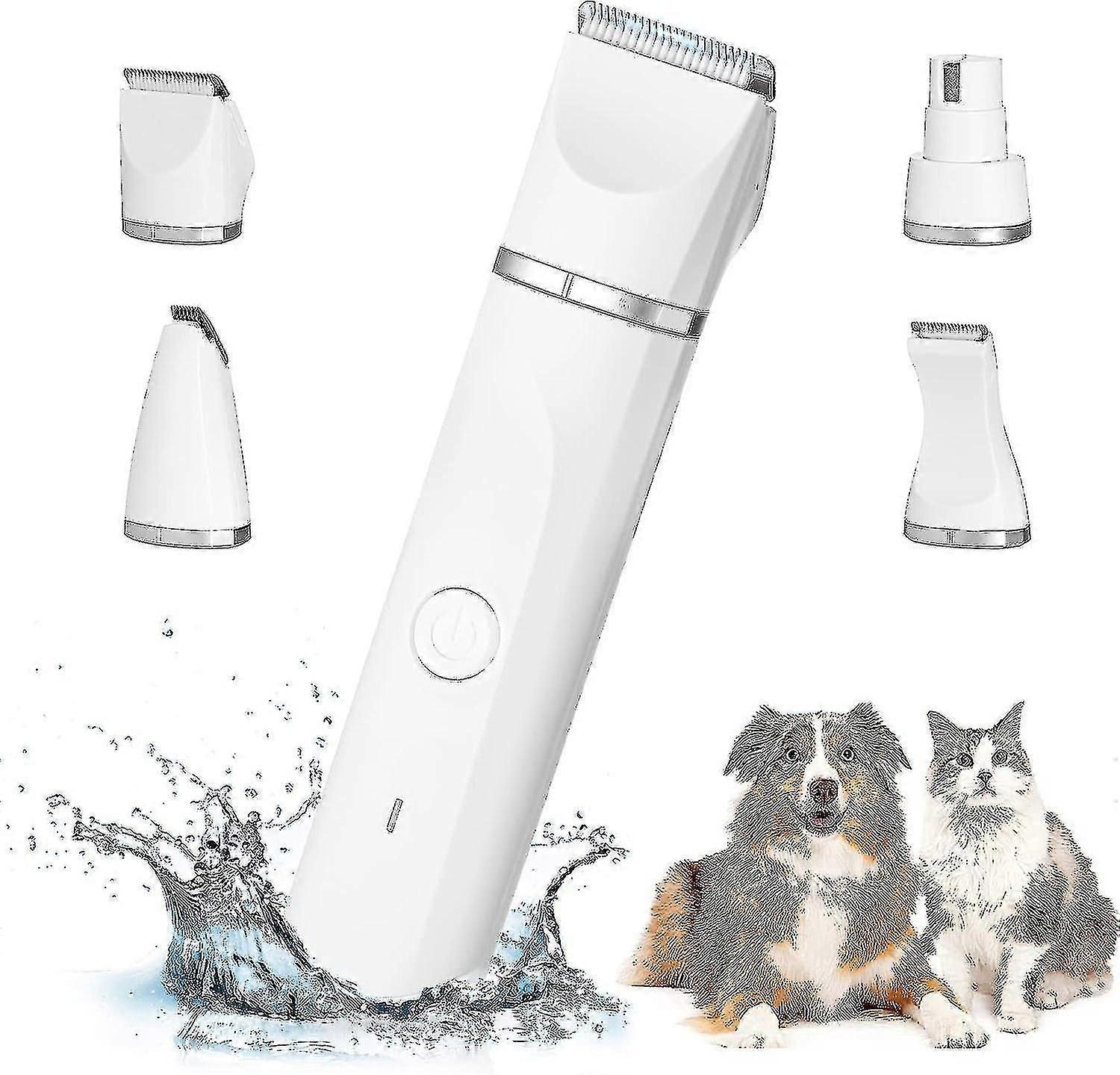 4'ü 1 Arada Profesyonel Köpek Makası: Sessiz Köpek Makası Ipx7 Su Geçirmez, Akülü Pet Bakım Bakıcısı, Kedi ve Diğer Evcil Hayvanlar İçin Usb Şarj Edilebilir Kablo ile-