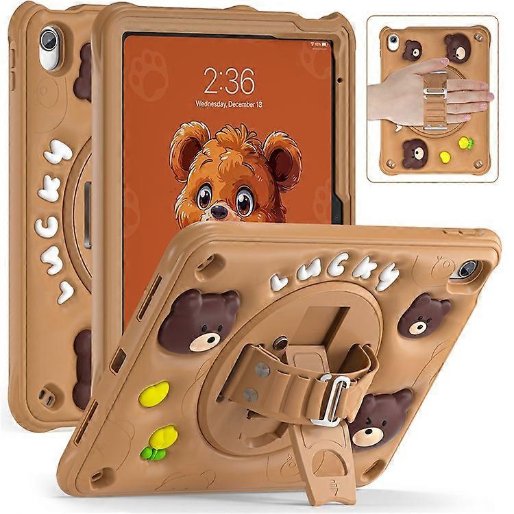 Compatible For iPad 10.9 (2022) Case Bear Pattern PC+Silicone+TPU Kickstand Tablet Cover