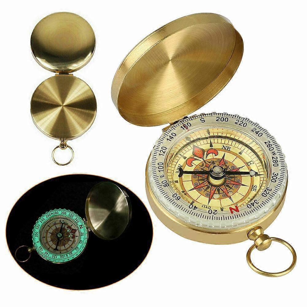 Camping Hiking Pocket Retro Luminous Brass Gold Compass Portable Compass Navigation Compass Outdoor Travel Action Tool