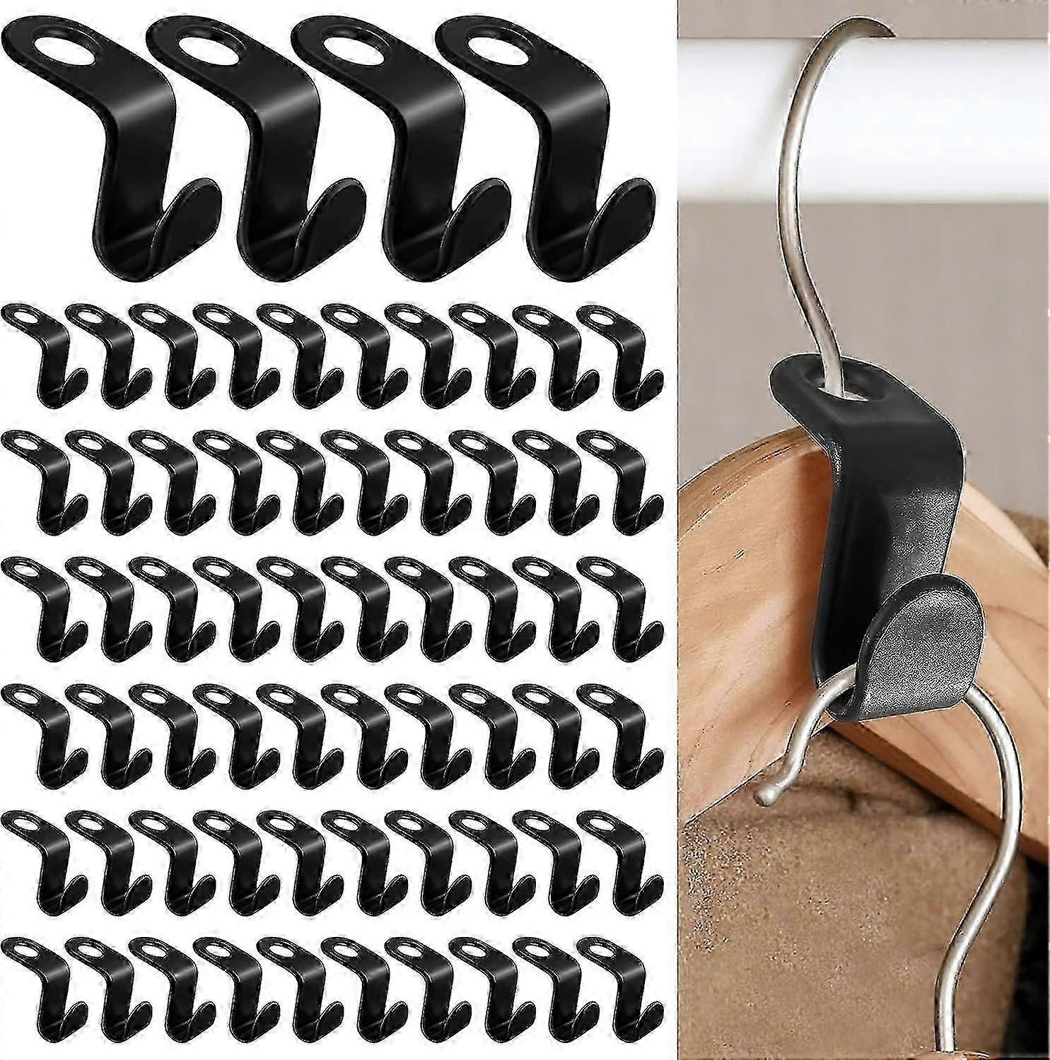 62 Pieces (black) Space Saving Hanger Hooks Hanger Connecting Hook, Mini Cascading Hangers Closet Organizer Great For Saving Space In Your Closet