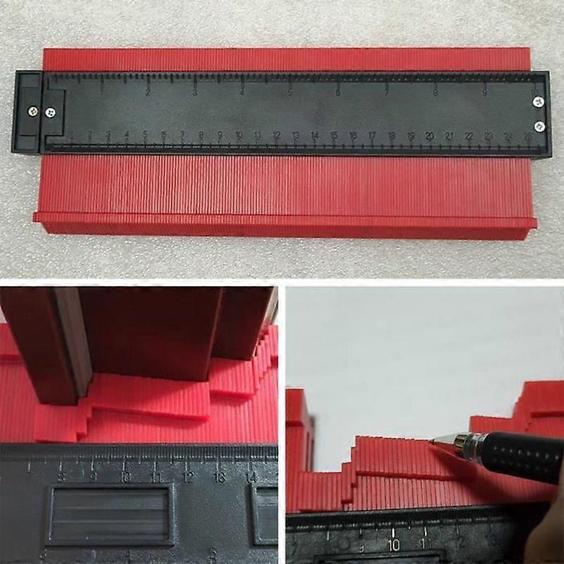 Red Contour Gauge - 25cm ABS Plastic Woodworking Tool - Irregular Profile Duplicator