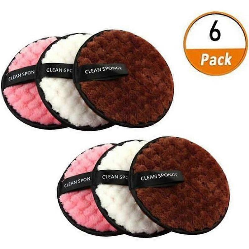 6pcs Washable Makeup Remover Cotton Pads Wash Face Deep Cleansing Lazy Double-Sided Cleaning Cleansing Cloth Tampo
