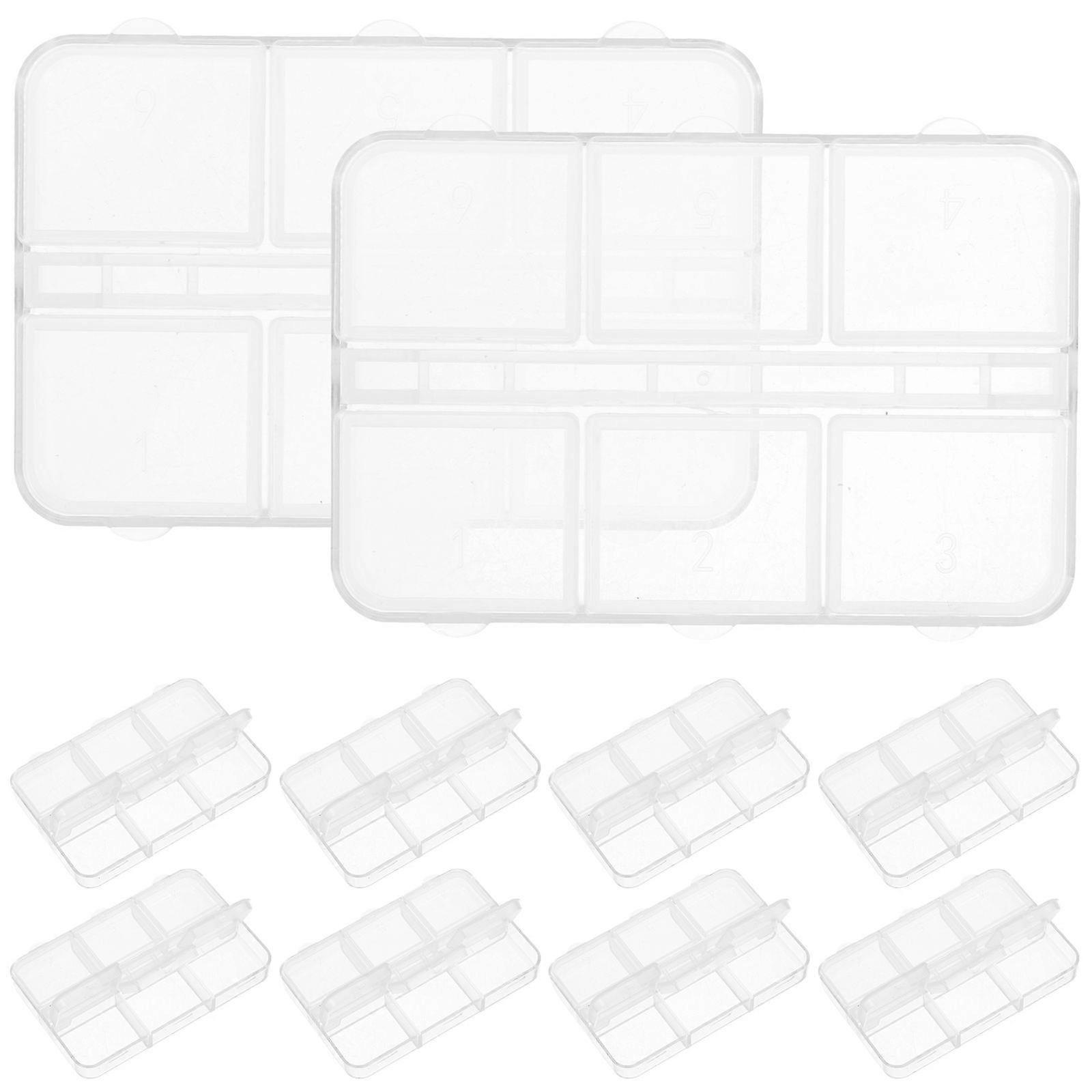 10Pcs Nail Charm Organizer Plastic Storage Box Beads Organizer Storage Box with Multi-grid