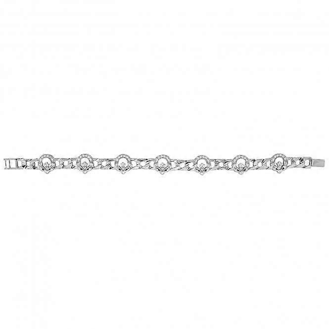 Acotis Silver Claddagh with Zirconia Stones Bracelet G2098
