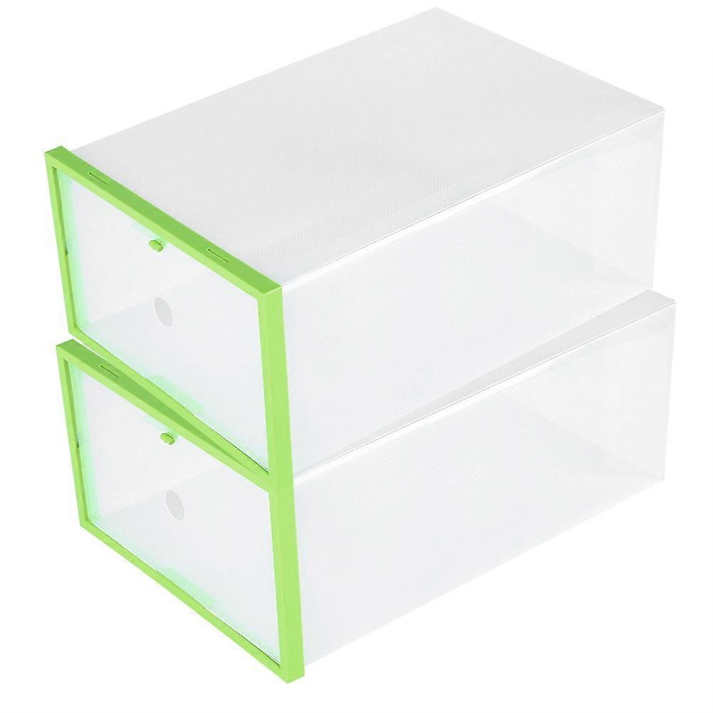 Clear Foldable Plastic Drawer Shoe Storage Case Stackable Box Organizer Green