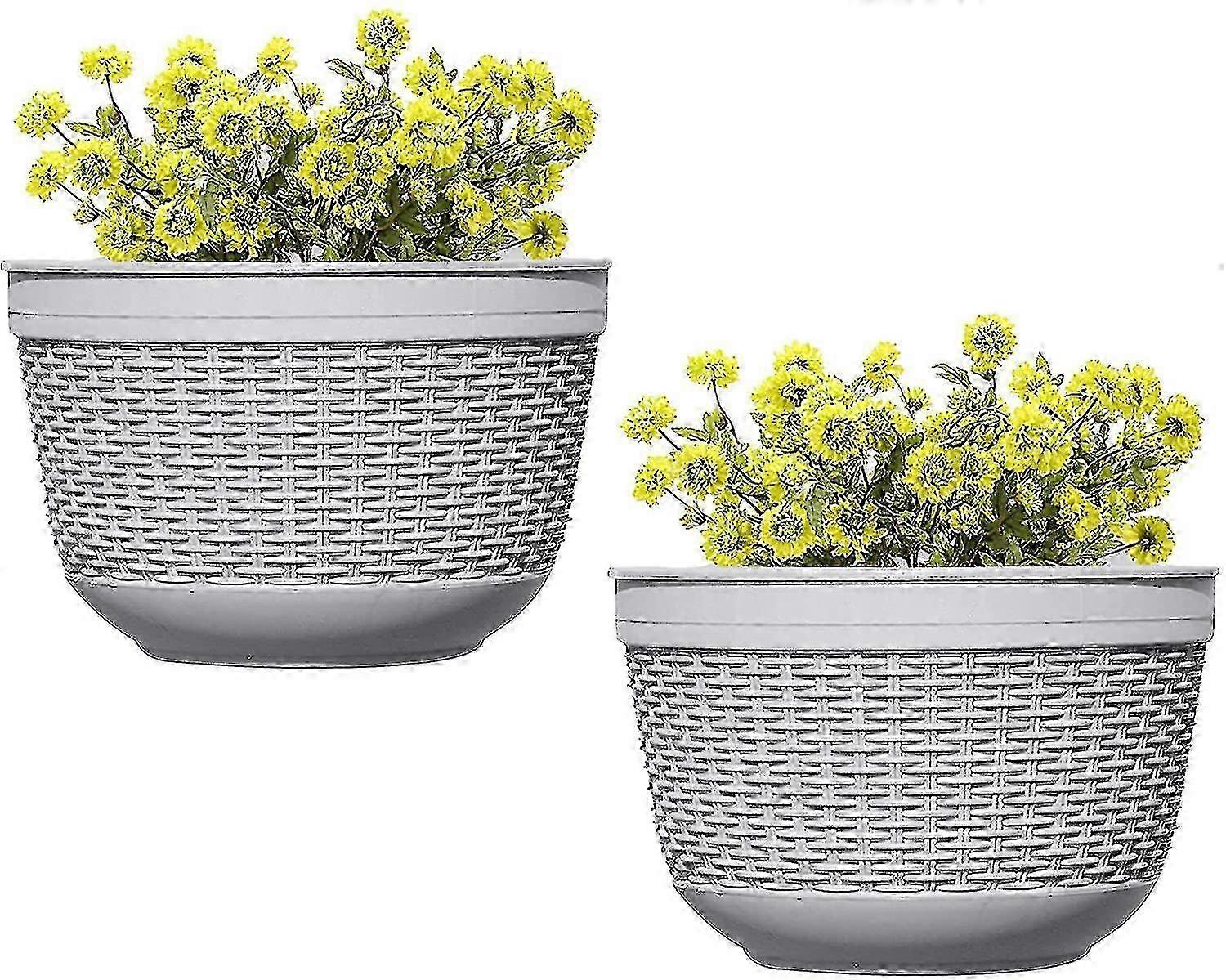 2-Pack Plastic Wall Hanging Planters with Drainage for Indoor & Outdoor Use