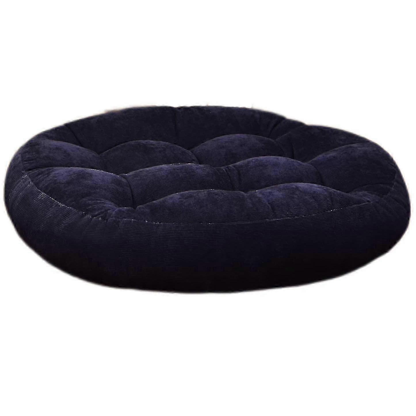 Round Solid-Color Tufted Floor Pillow for Meditation Seating