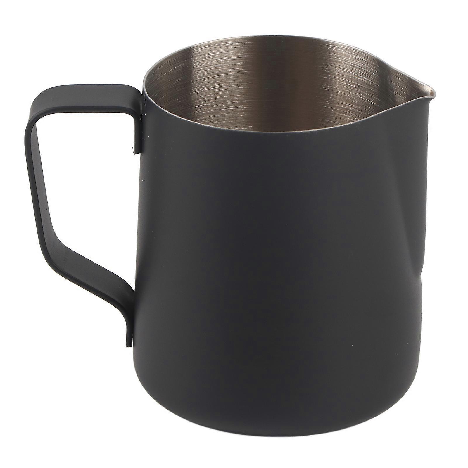 Pointed Mouth Coffee Frothing Pitcher with Inner Scale 304 Stainless Steel TPFE Black Mug for Home