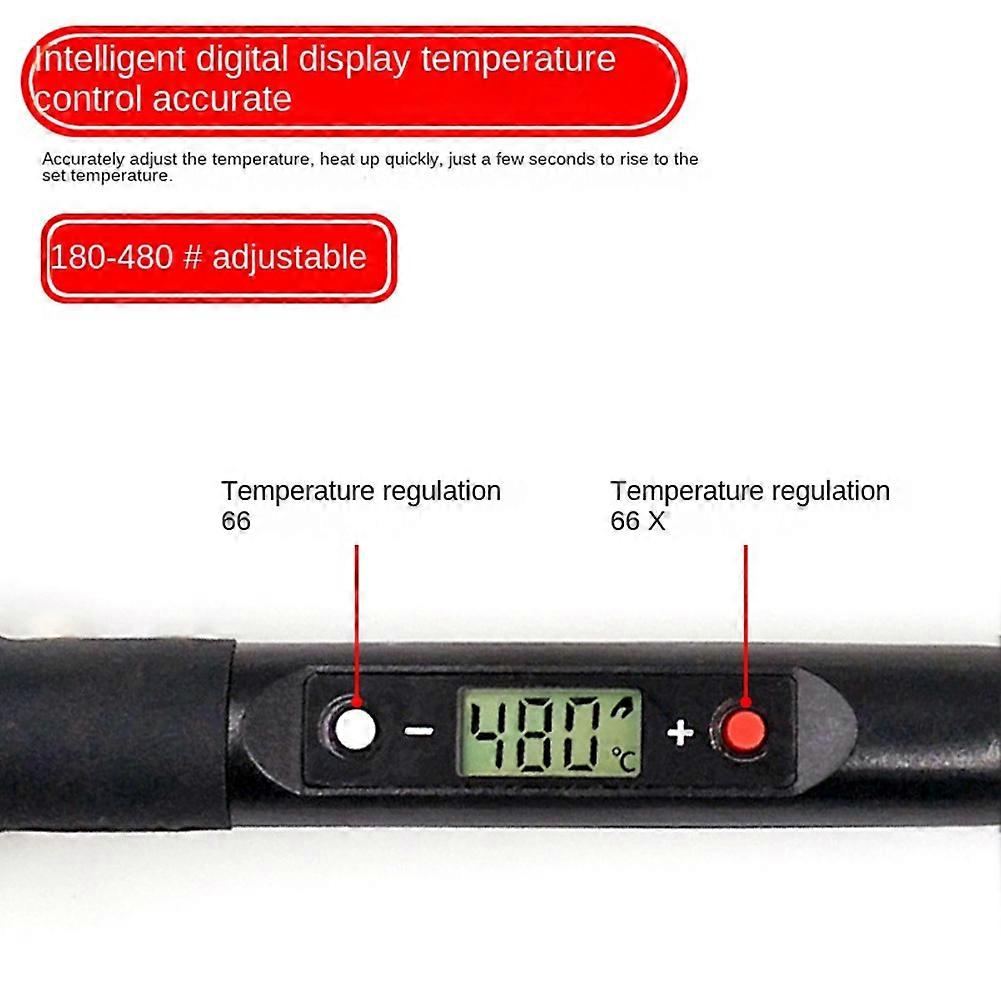 Adjustable Temperature Soldering Iron LCD Welding Tool EU Plug Black
