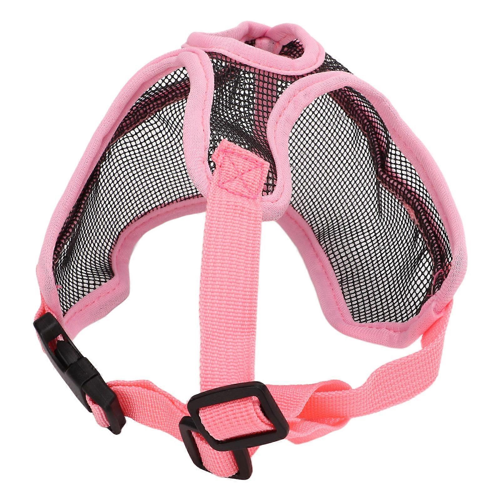 Adjustable Pink Nylon Dog Muzzle Mesh Prevent Biting M Size