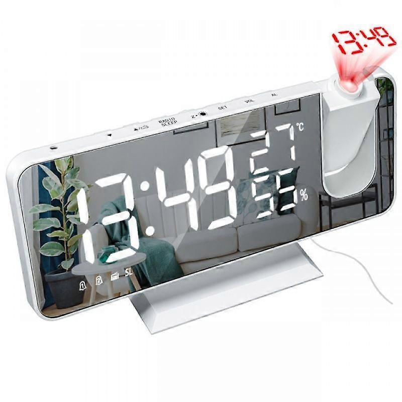 Audio projection clock Large screen display temperature and humidity electronic clock LED digital alarm clock table clock