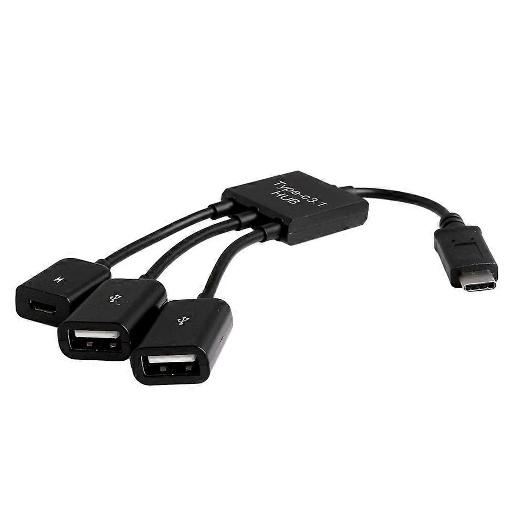 3in1 USB 3.1 Type-C - Mikro USB 2.0 Güç Şarj Ana Bilgisayar OTG Hub Kablo Adaptörü
