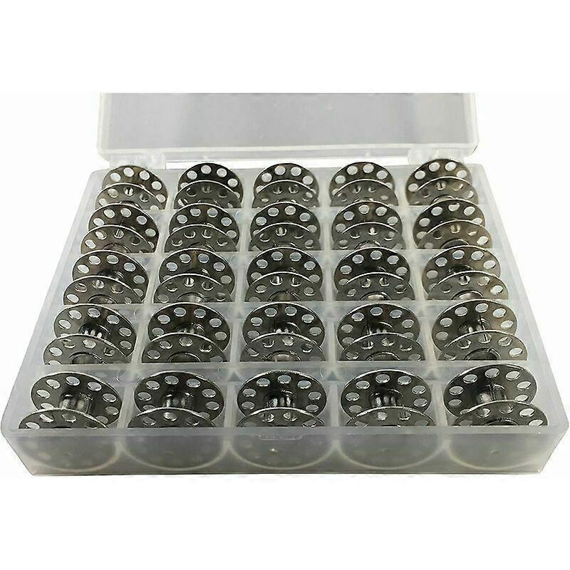 Plastic Sewing Machine Bobbin Spool Box - 25 Bobbins Included