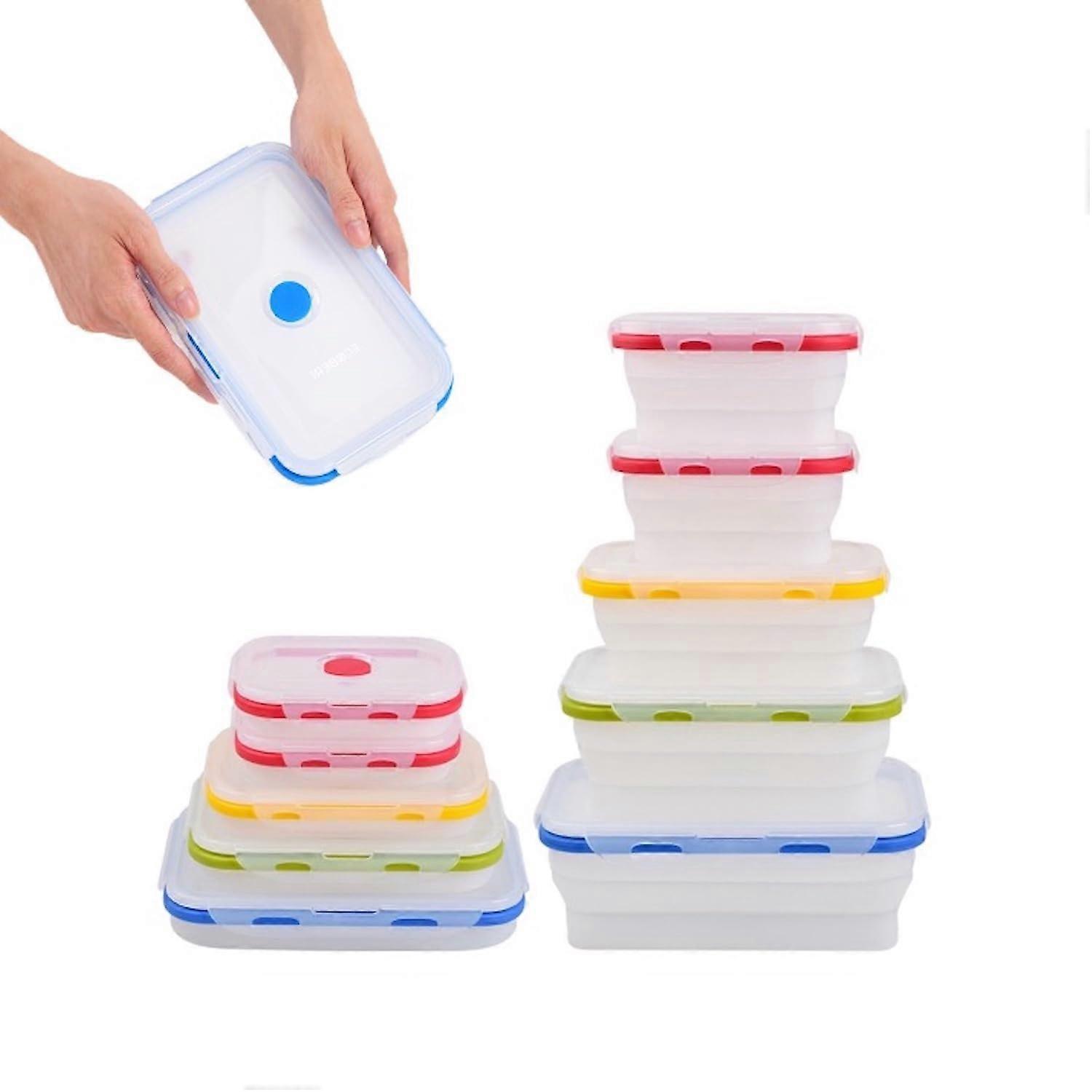 4 Set Collapsible Silicone Food Storage Containers BPA Free Microwave Safe for Lunch Assorted Sizes-5pc