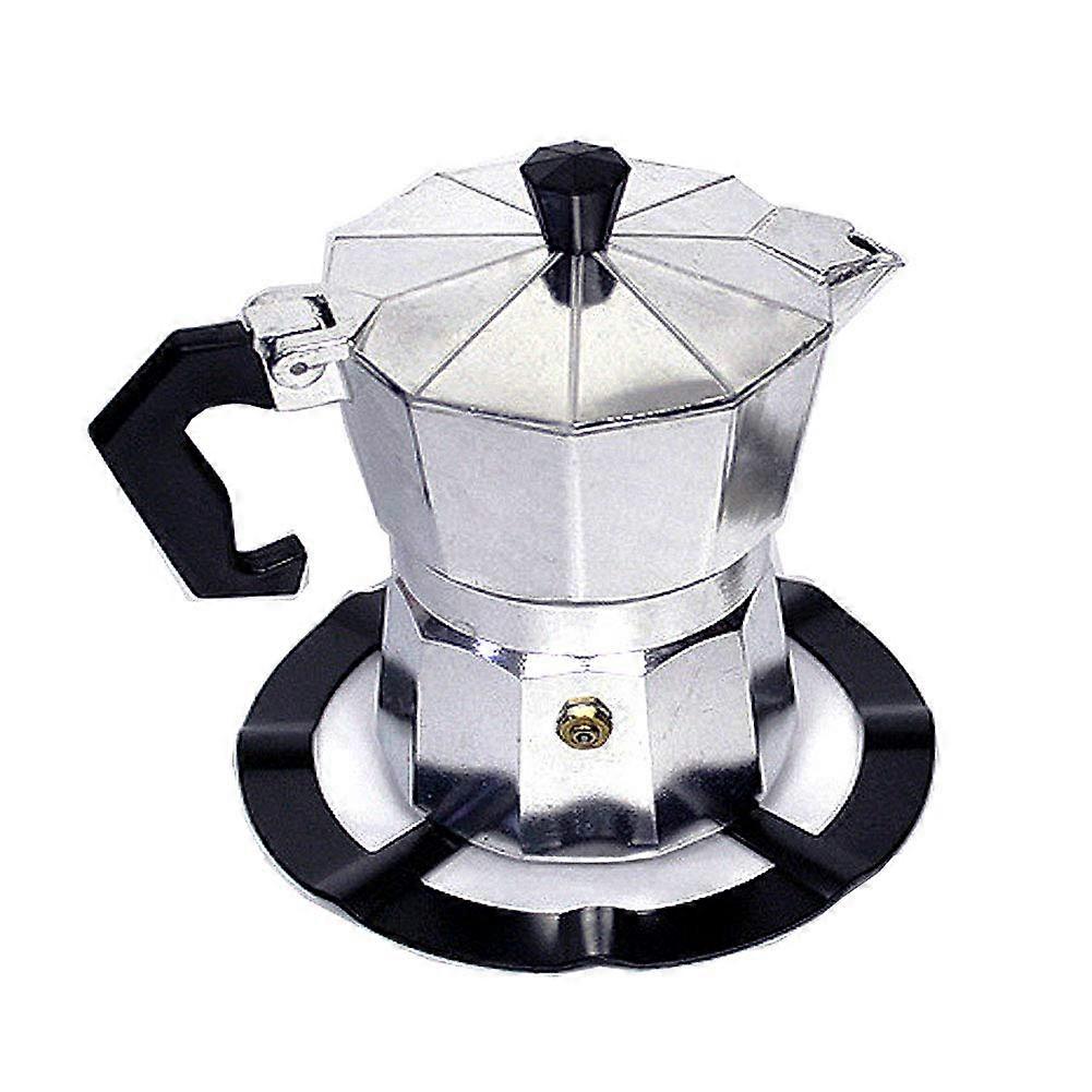 Durable Steel Moka Pot Coffee Maker with Simmer Ring and Support Shelf for Gas Stoves, 3-Cup Capacity