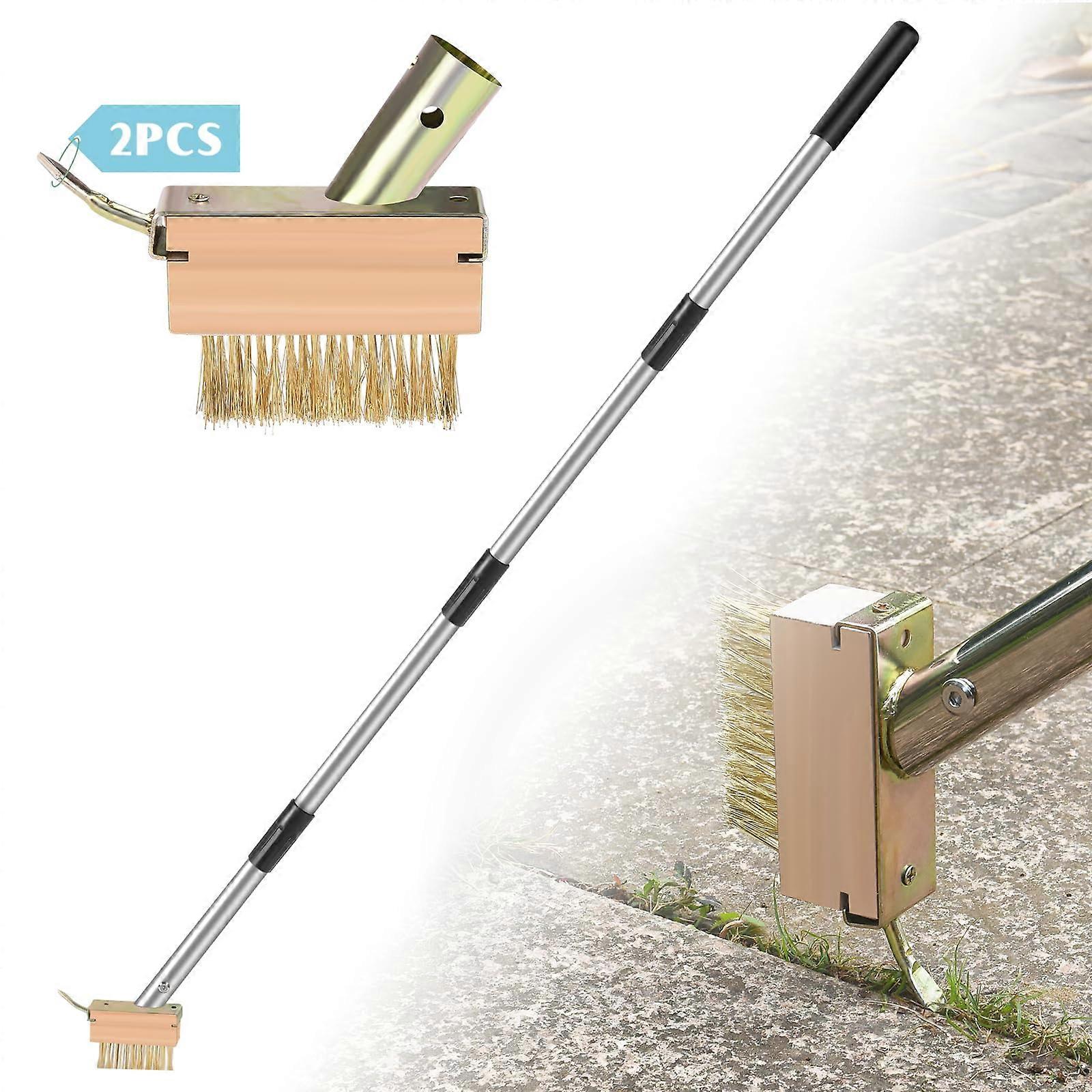GADFlSH Manual Crevice Weeding Tool with 2 Durable Weed Brush Heads for Efficient Crack Weeding and Gardening Tasks