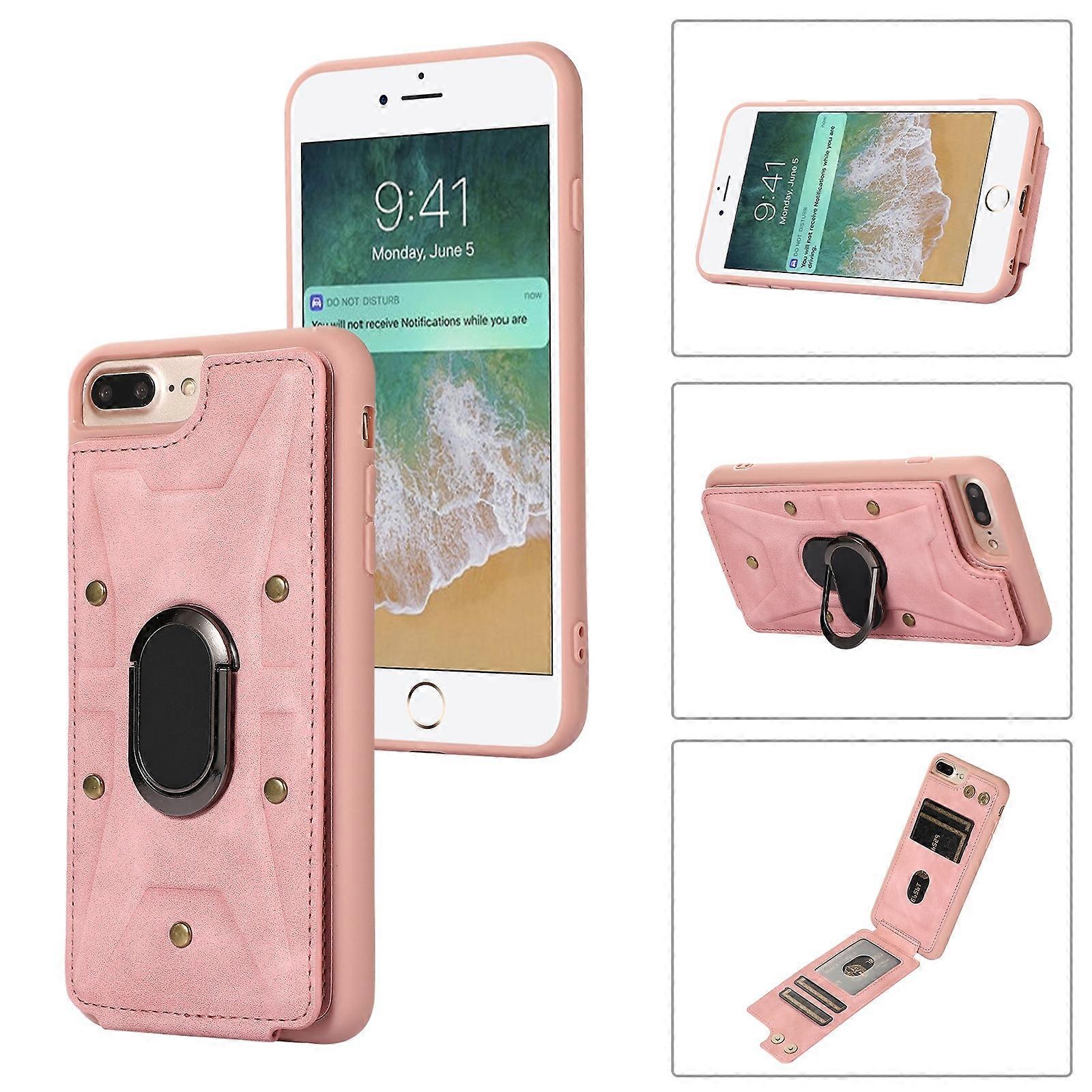 For iPhone 8 Plus / 7 Plus Armor Ring Wallet Back Cover Phone Case