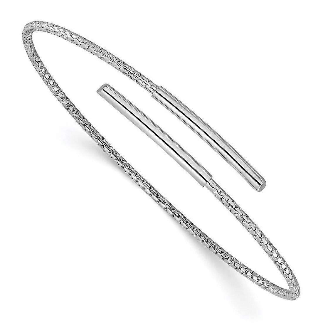 1.75mm 925 Sterling Silver Rhodium Plated Polished Bypass Cuff Stackable Bangle Bracelet-Cuff-Bracelet for Women
