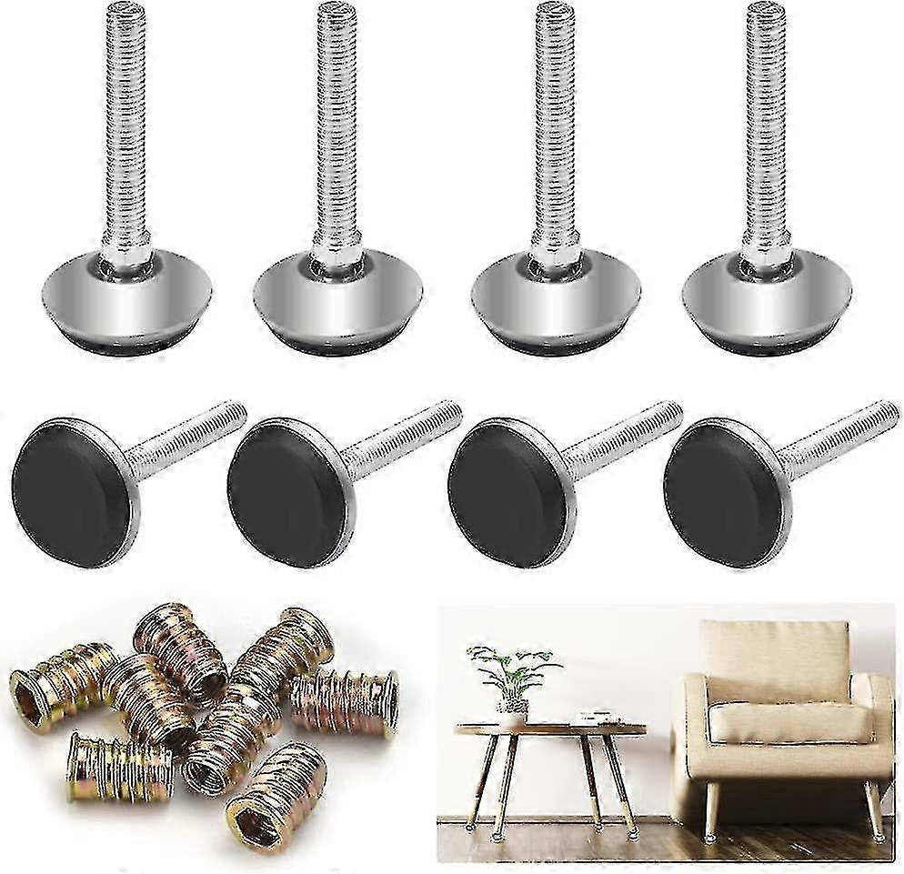 8 Pack Adjustable Furniture Screw Feet M8 for Precise Leveling and Support