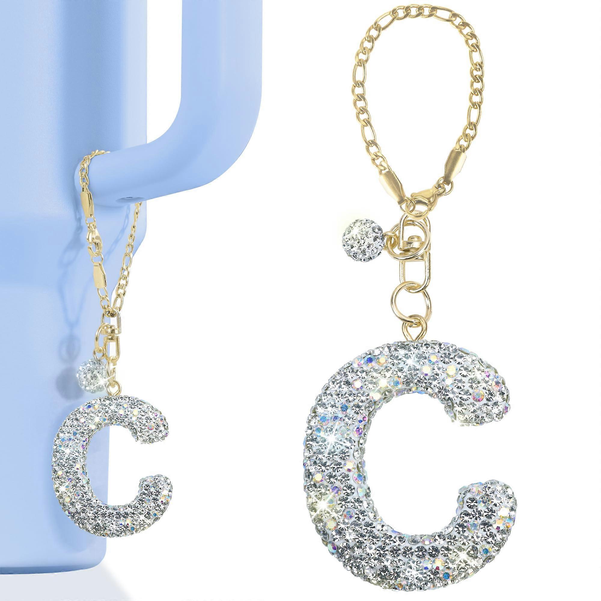 Glitter Letter for Stanley Cup, Bottle Chain for Tumbler Handle, with Bling Initial Name ID for Stanley Accessories