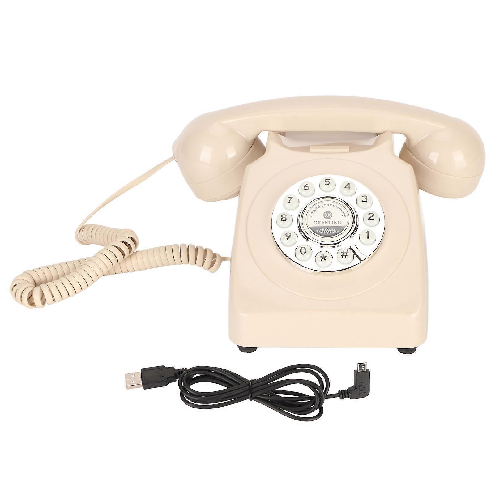 Vintage Telephone Push Button Dialing Sound Message Record Retro Landline for Wedding Party Home