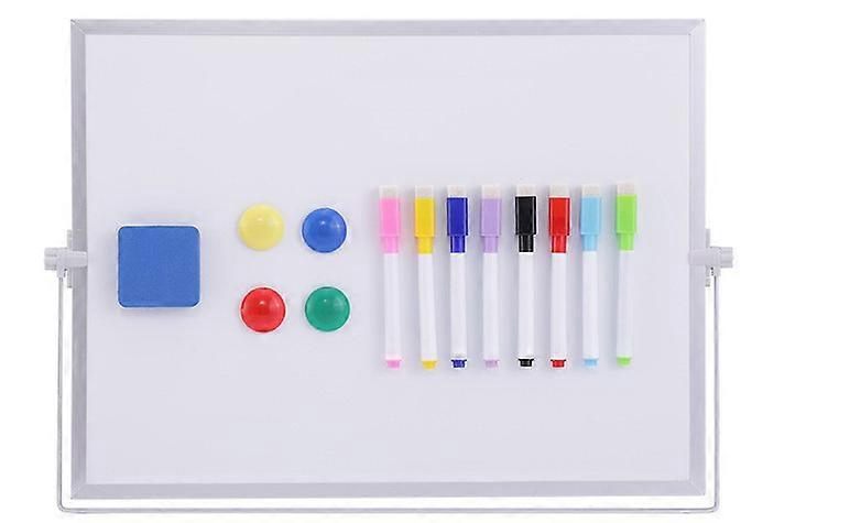 Dry Erase White Board, 16Inx12In Large Double-Sided Magnetic Desktop Whiteboard With Stand, 10 Markers, 4 Magnets, 1 Eraser