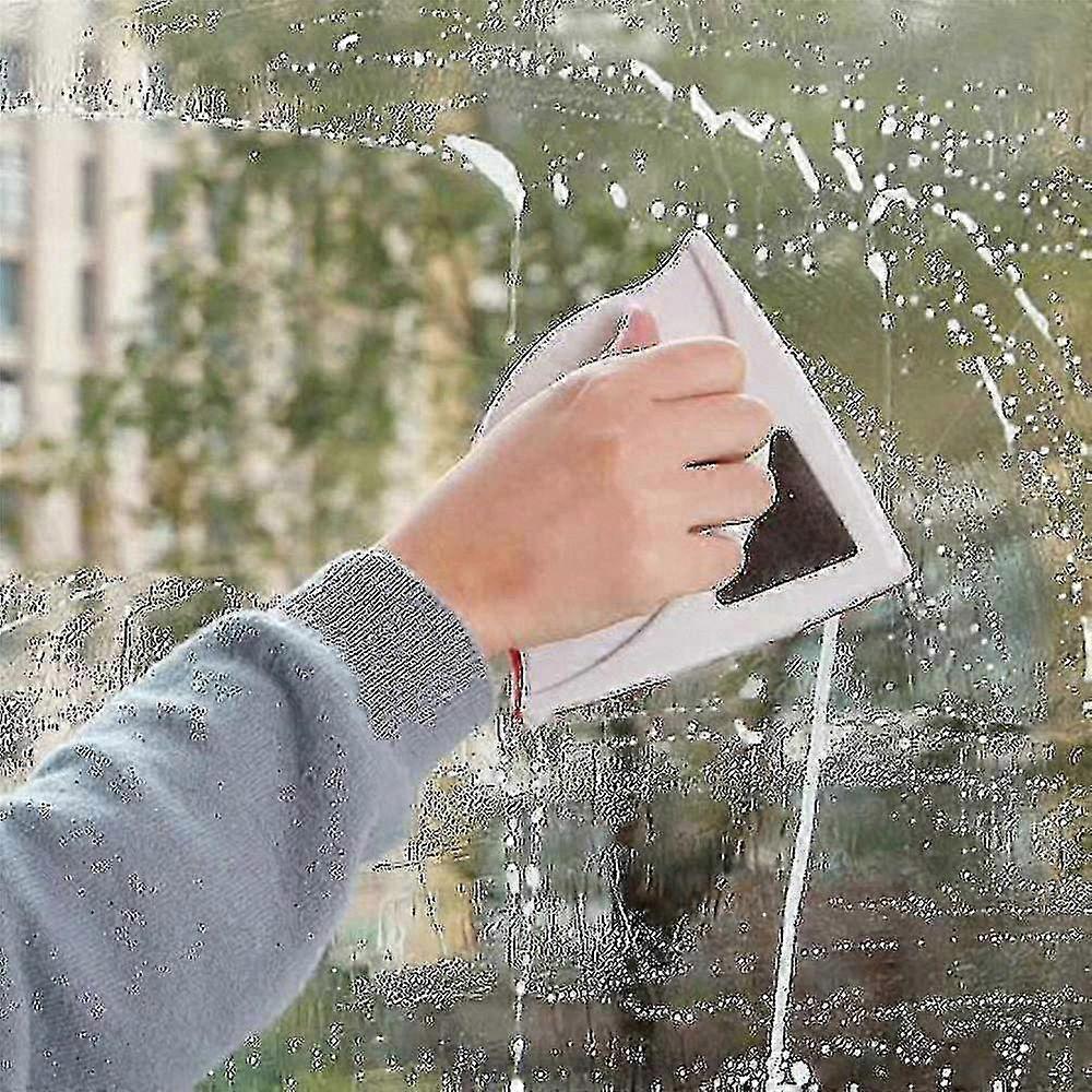 Double-sided Magnetic Glass Wiper Cleaner with Five Adjustable Magnetic Strength Settings for Use on Double Glazed Windows with Thickness of