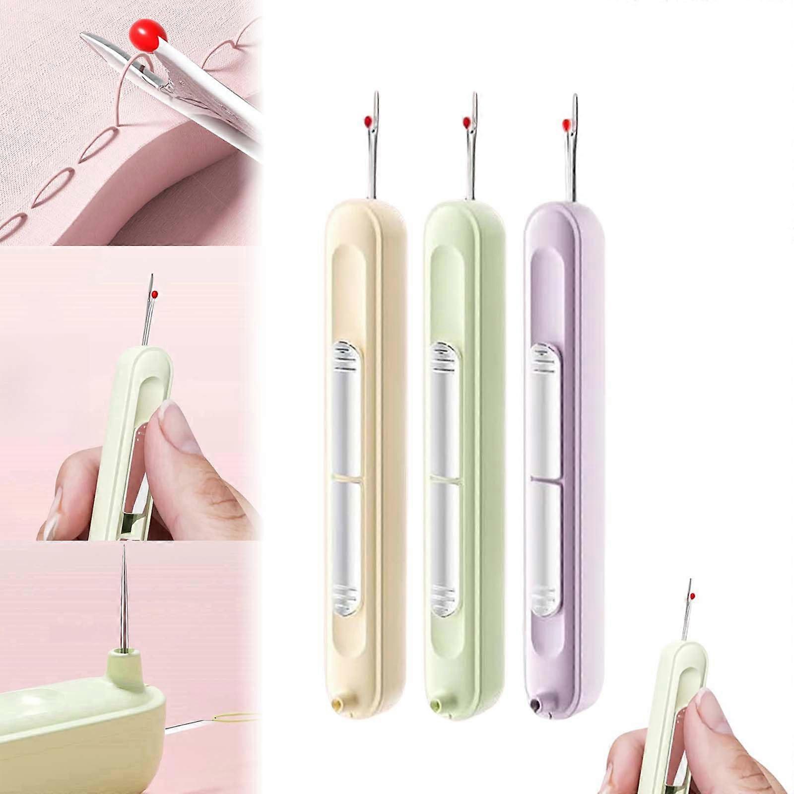 2-in-1 Needle Threader and Seam Ripper, Adjustable Plug-in Needle Threading Tool for Hand Sewing and Knitting, 2025 Upgrade (3 Colors)