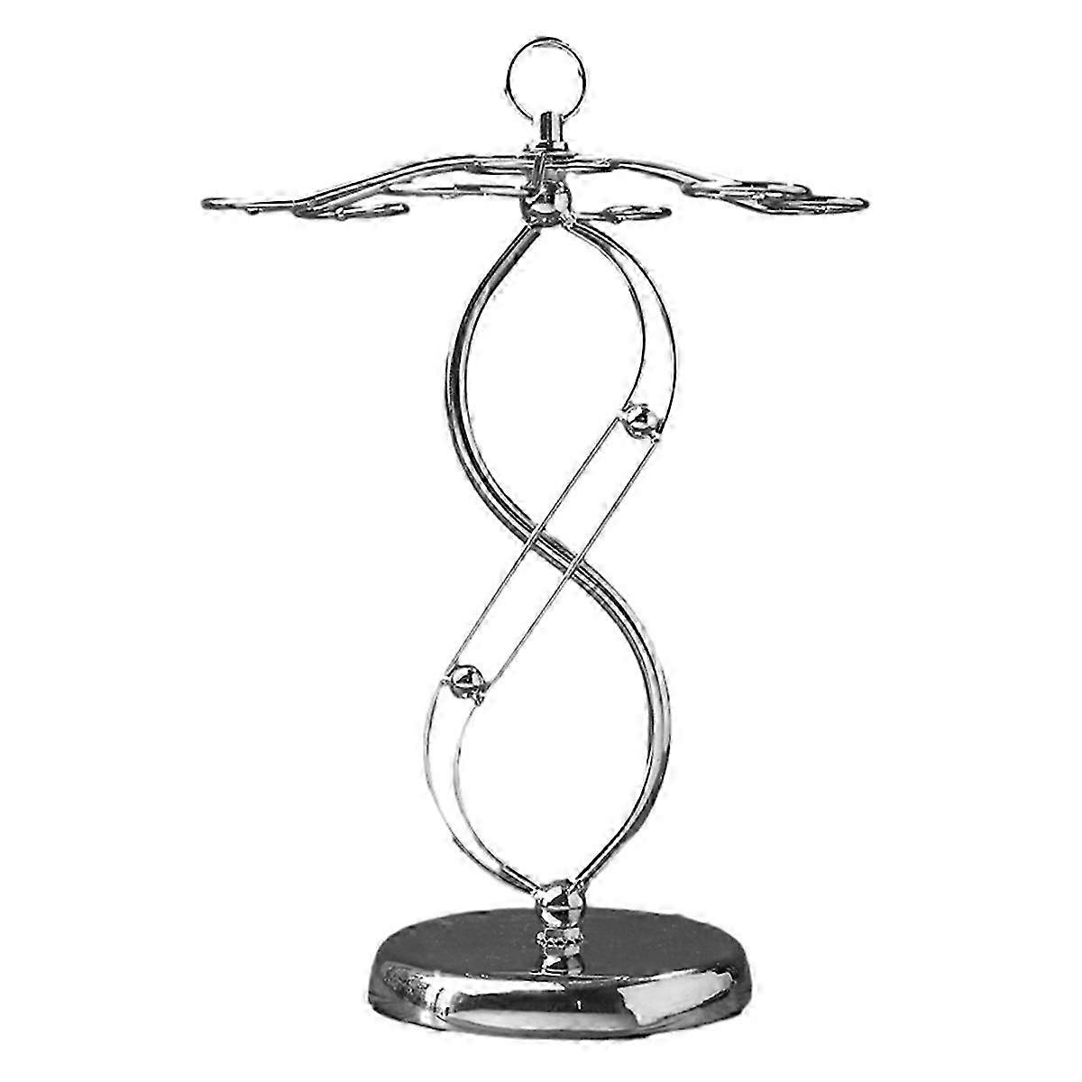 Iron Countertop Wine Glass Holder with Scrollwork Design, Freestanding Tabletop Stemware Storage Rack with 6 Hooks