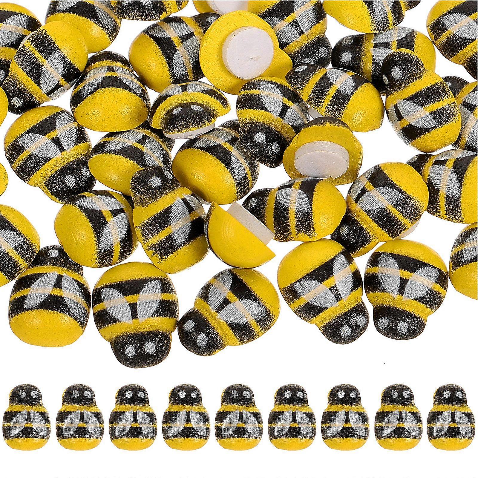 100pcs Wood Ladybug Ornament Self Adhesive Mini Ladybug Crafts Making Accessories