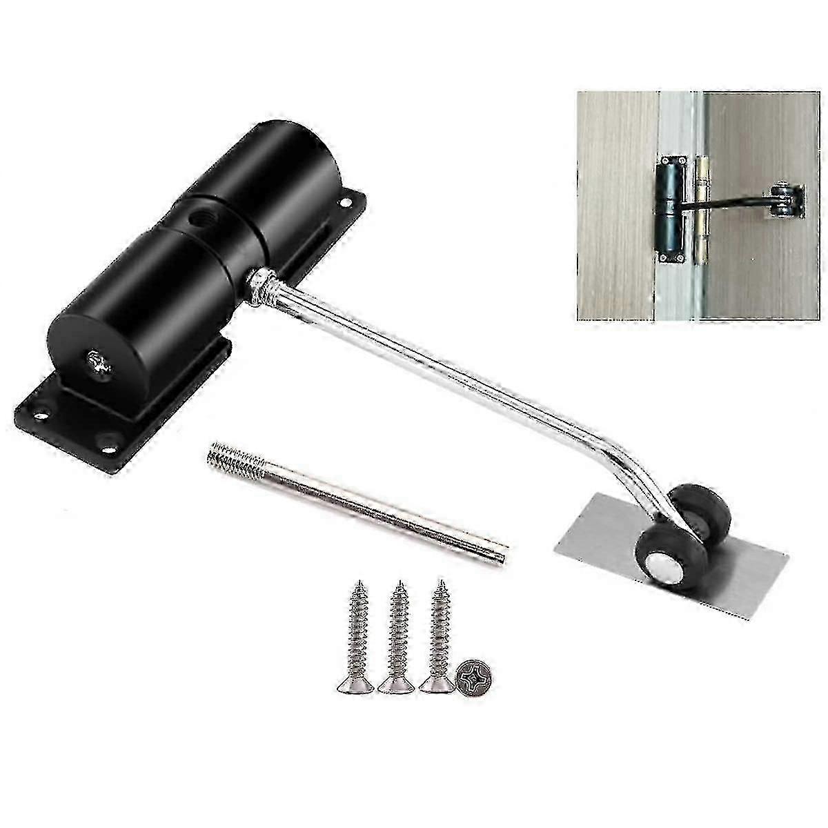Spring Loaded Automatic Door Closer in Zinc Alloy, Adjustable Mechanism for Residential and Commercial Use, Compatible with Various Door Bra