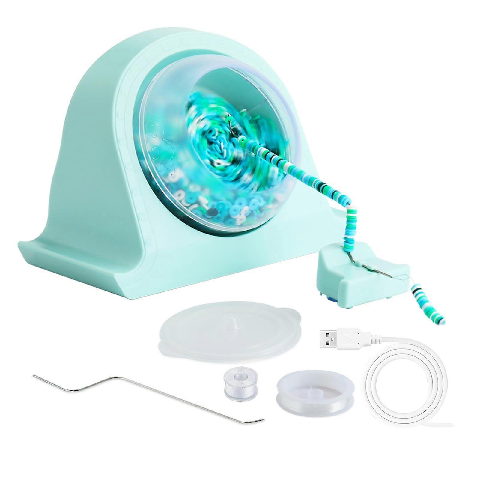 Electric Bead Spinner USB Powered Clay Bead Spinner With Needles And Threads For Bracelets And Necklaces Green