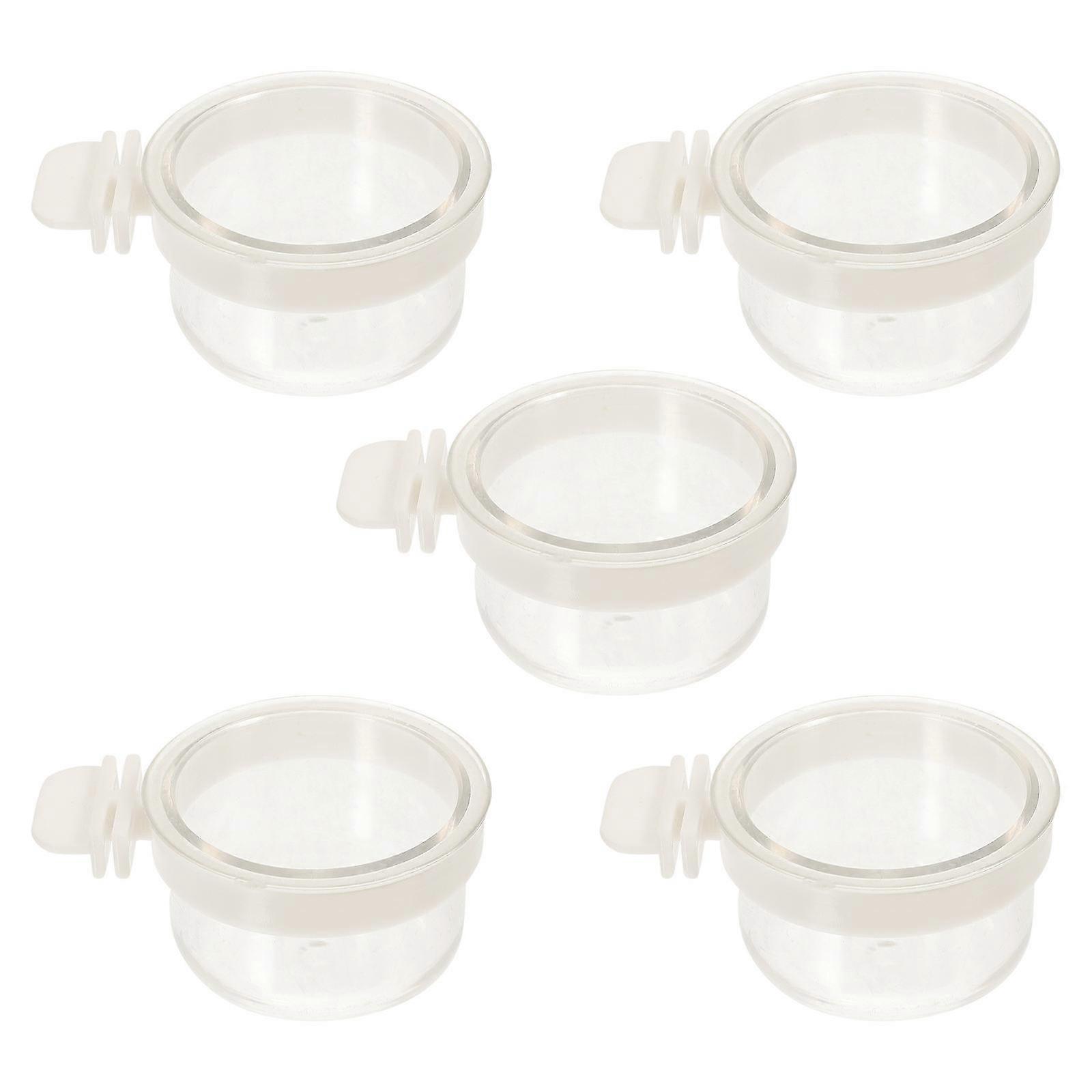 Transparent Parrot Food & Water Bowls 5pcs Hanging Bird Feeders for Cage Accessories, Durable Material for Budgerigars, Cockatiels, and Parakeets