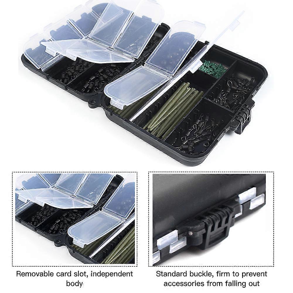 Carp Fishing Kits Swivel Snaps Matte Black Quick Change Rolling Swivel Speed Links Anti-Tangle Sleeve Hook Stops Beads Screws Rigs with Fishing Acces