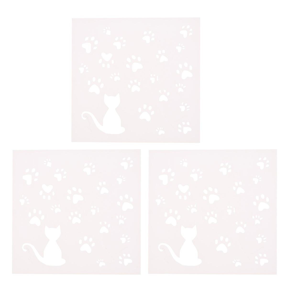Hollow Templates for Drawing Cat and Claw Stencils for Artistic Diy Notebooks Diaries Scrapbooks 13x13cm 3Set