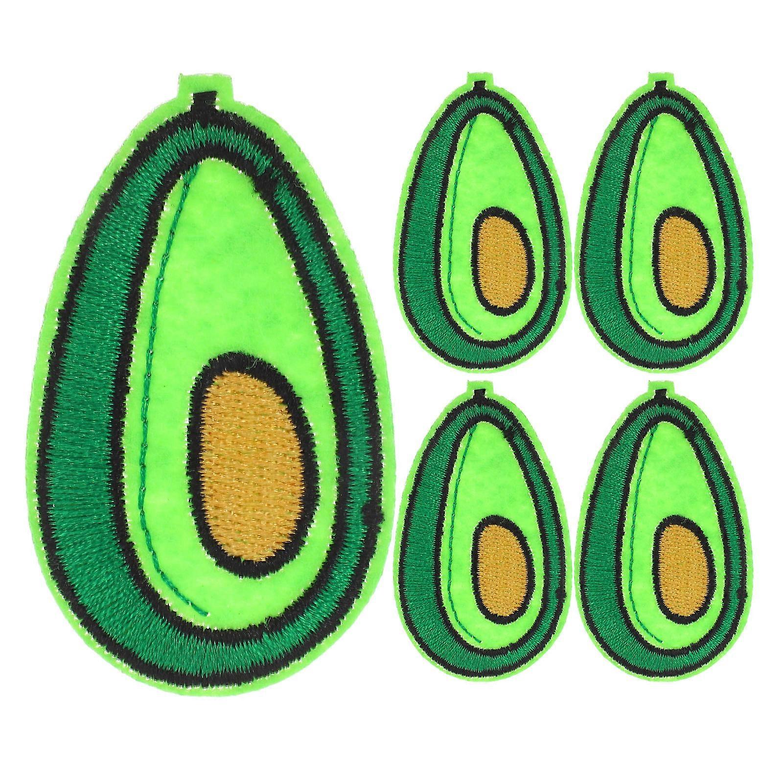 Avocado Embroidered Patch Fruit Iron on Patches for Clothes 5Pcs Pack