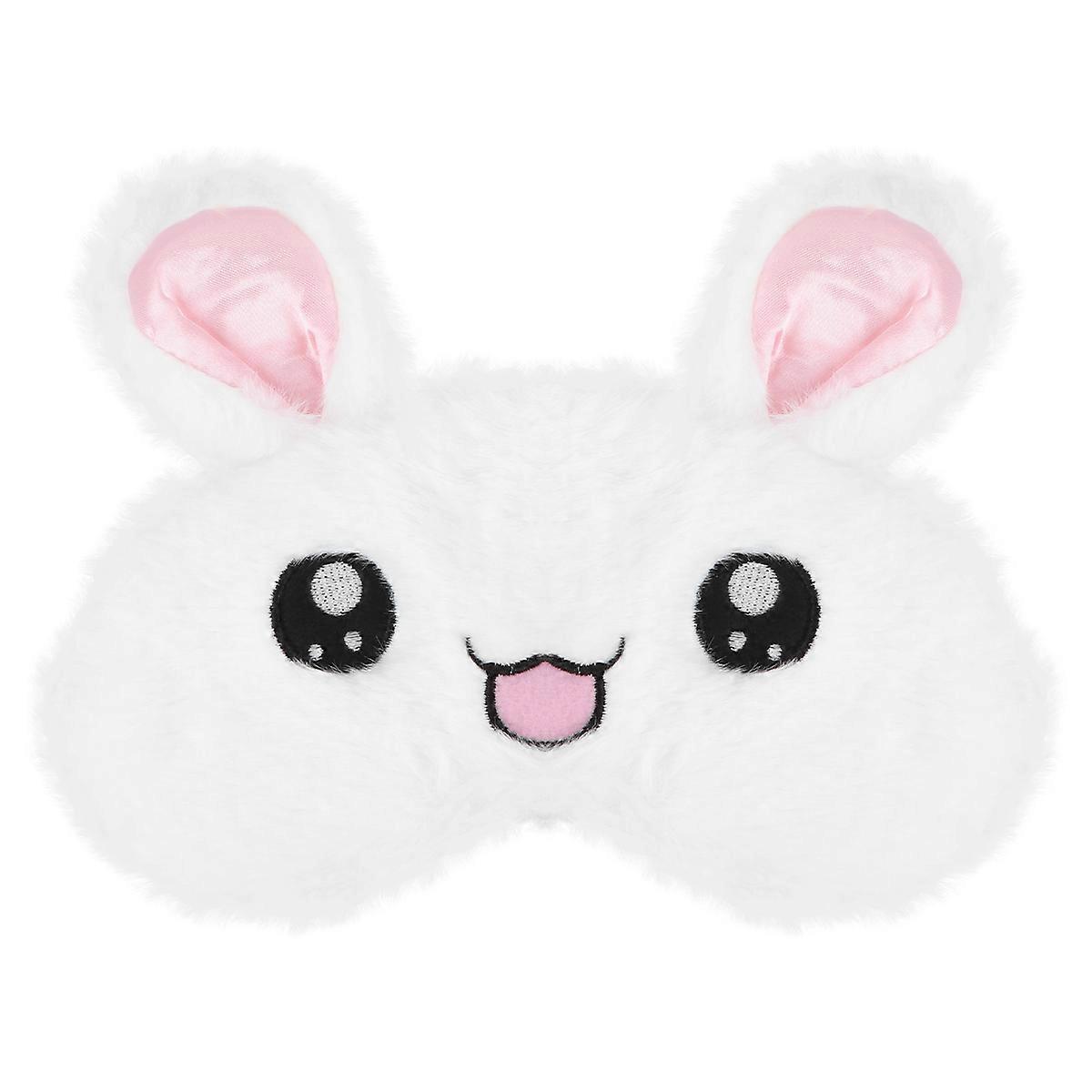 White Rabbit Sleep Mask Cartoon Plush Eye Mask for Sleeping Use 1Pcs