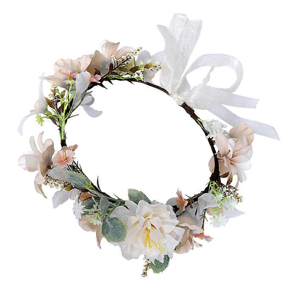 Masteelf 1pc Delicate Wreath Camellia Headbands Floral Hairbands Photo Prop for Party Events