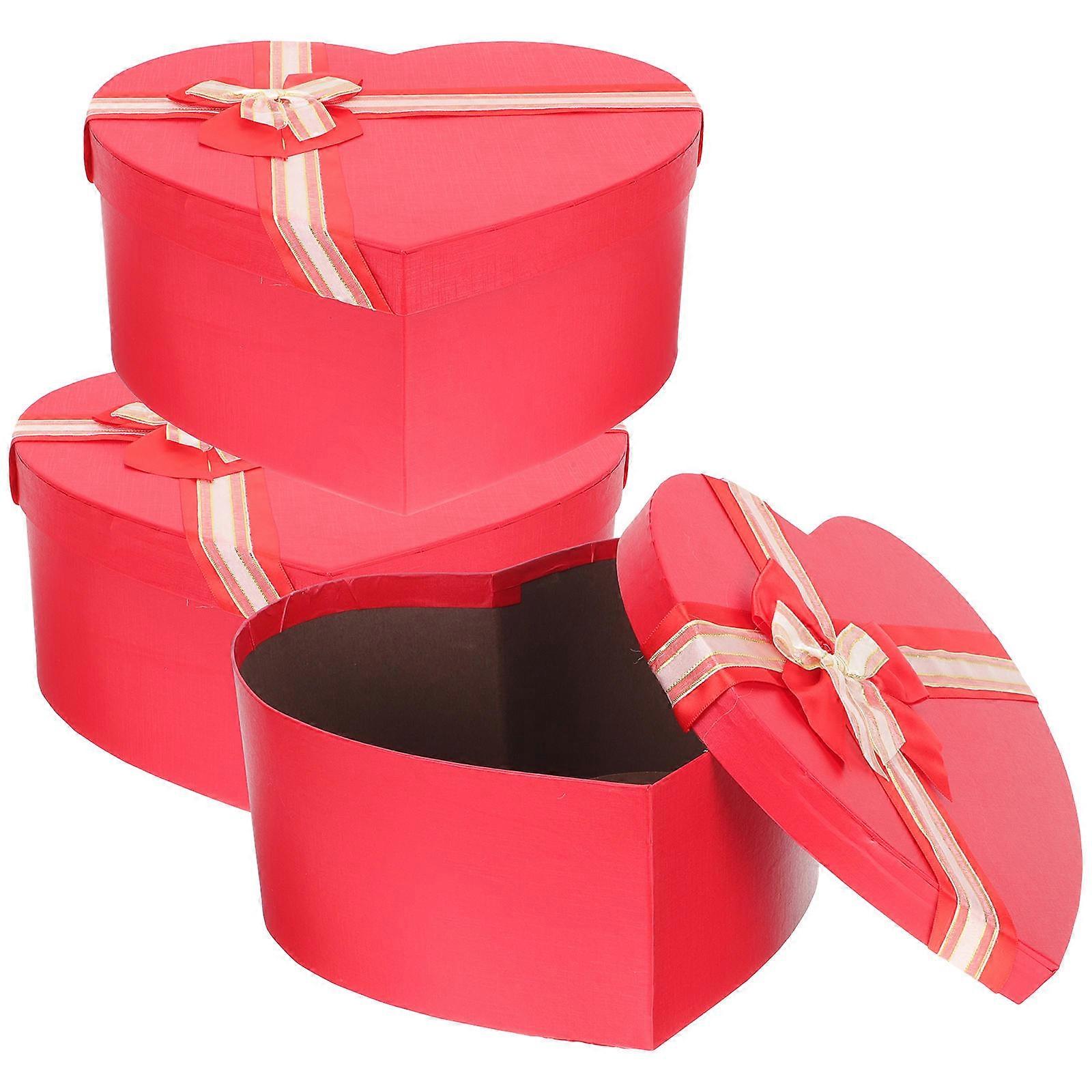 Heart Shape Box Valentine's Day Present Packaging present Box For Lovers Red Stylish Design Storage 3Pcs