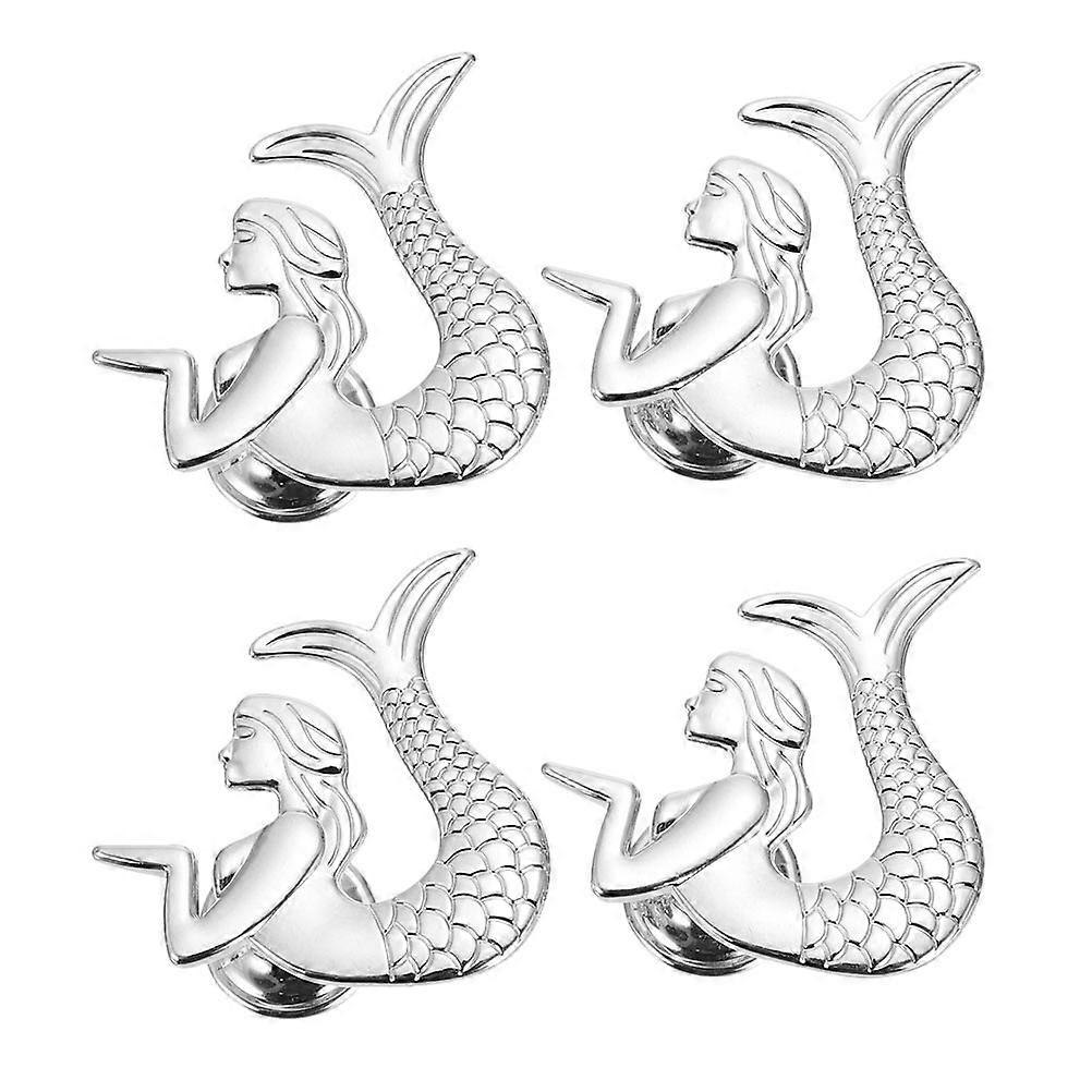 Cabinet Pull Handle Mermaid Shape Drawer Knobs Creative Cupboard Handles Furniture Hardware Silver 5x5CM Replacement Handle 4Pcs